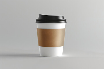 Mockup image of a takeout coffee cup with a customizable sleeve design