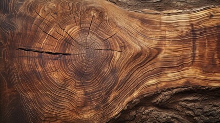 Naklejka premium This image captures the intricate details, natural beauty, and history of a tree through its cross-section