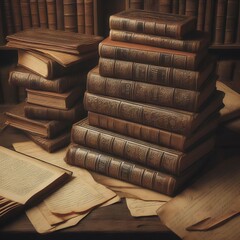 A tower of historical significance, these antique books and scattered manuscripts offer a glimpse into the past. The knowledge contained within is a bridge across time.