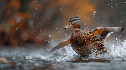 wildlife photography, authentic photo of a duck in natural habitat, taken with telephoto lenses,...