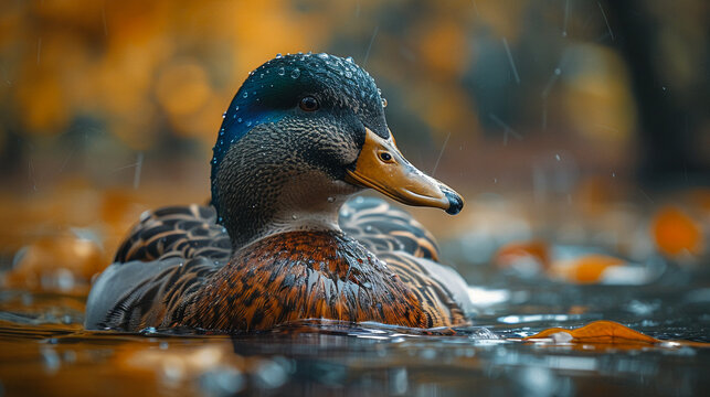 wildlife photography, authentic photo of a duck in natural habitat, taken with telephoto lenses, for relaxing animal wallpaper and more