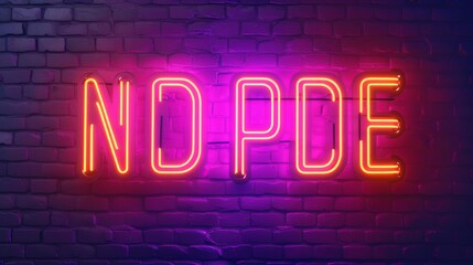 An image featuring the neon letters 'NDPDE' shining against a brick wall background, blending...