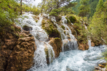 Pearl Beach Waterfall in Jiuzhaigou, Sichuan, China