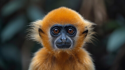 Fototapeta premium wildlife photography, authentic photo of a gibbon in natural habitat, taken with telephoto lenses, for relaxing animal wallpaper and more
