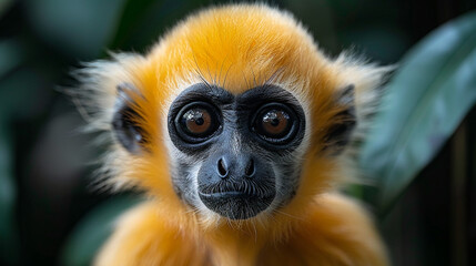 Fototapeta premium wildlife photography, authentic photo of a gibbon in natural habitat, taken with telephoto lenses, for relaxing animal wallpaper and more