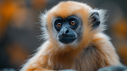 Fototapeta premium wildlife photography, authentic photo of a gibbon in natural habitat, taken with telephoto lenses, for relaxing animal wallpaper and more