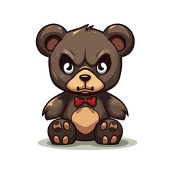 Evil cartoon teddy bear. Character and shadow in se