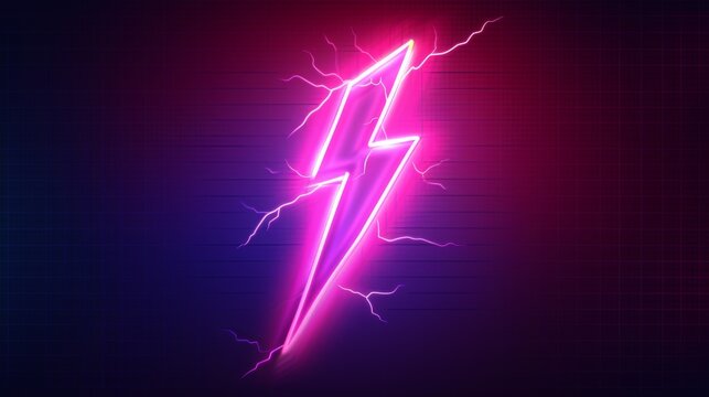 A striking neon lightning bolt set against a dark backdrop, symbolizing power and energy