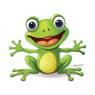 Excited cartoon frog. Vector illustration with simp