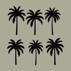 palm tree silhouette set flat...
