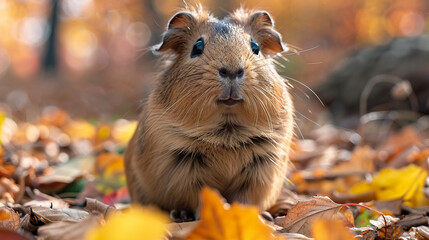 wildlife photography, authentic photo of a guinea pig in natural habitat, taken with telephoto...