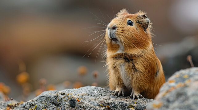 wildlife photography, authentic photo of a guinea pig in natural habitat, taken with telephoto lenses, for relaxing animal wallpaper and more