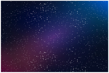 Outer space, starry night sky with glow, nebula, cosmos and galaxy, vector