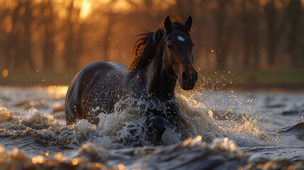 wildlife photography, authentic photo of a horse in natural habitat, taken with telephoto lenses,...