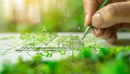 Illustrating Global Renewable Energy Market Growth Through Graphical Hand Depiction