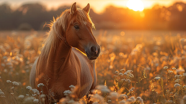 Fototapeta wildlife photography, authentic photo of a horse in natural habitat, taken with telephoto lenses, for relaxing animal wallpaper and more