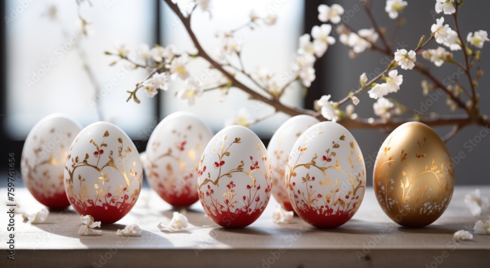 Wall mural easter eggs with red tinge white egg art - Wall murals