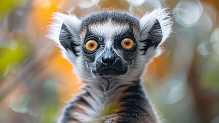 wildlife photography, authentic photo of a lemur in natural habitat, taken with telephoto lenses, for relaxing animal wallpaper and more - obrazy, fototapety, plakaty