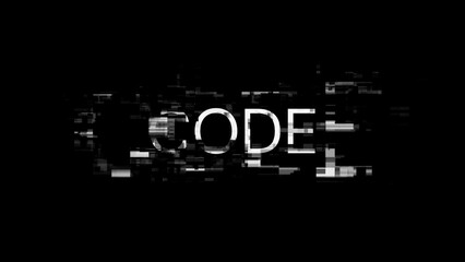 3D rendering code text with screen effects of technological glitches