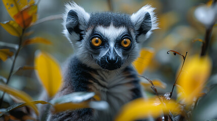 wildlife photography, authentic photo of a lemur in natural habitat, taken with telephoto lenses, for relaxing animal wallpaper and more