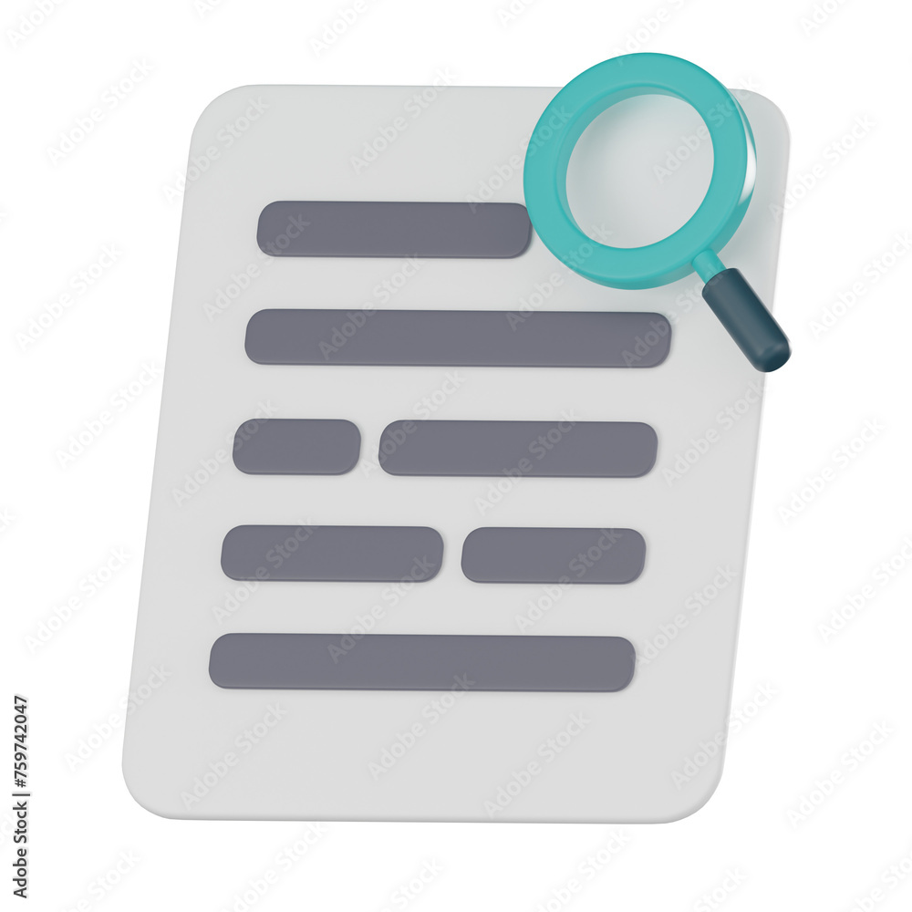 Poster digital discovery, 3d icon of search file document icon. 3d render