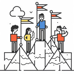 Leadership Training Handbook Illustration: Summit with Flags Gen AI