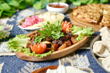 Assorted Food Displayed on a Table