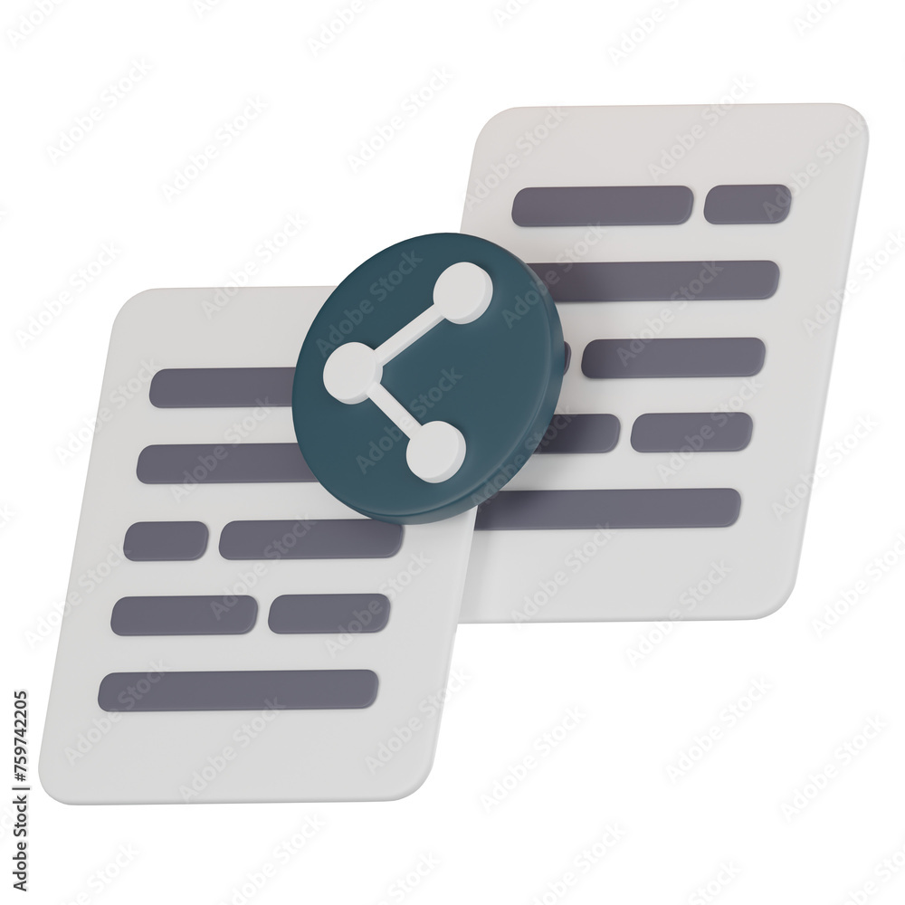 Poster 3d icon of document sharing. 3d render
