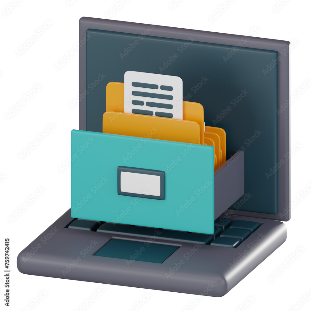 Aufkleber 3d icon of filing cabinet for workspace organization.3d render