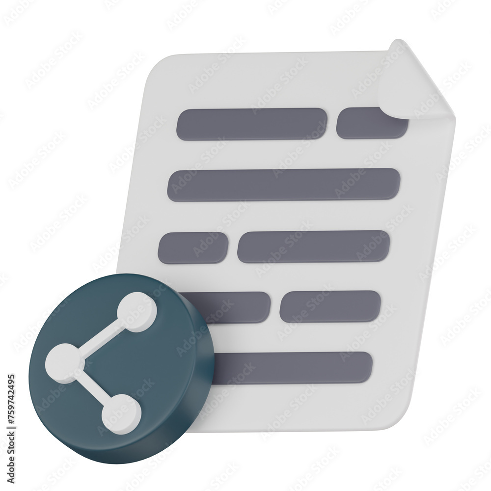 Poster 3d icon of document sharing. 3d render