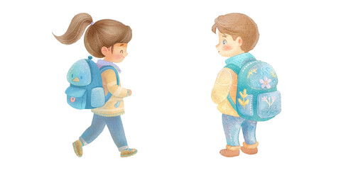 kid back to school watercolour vector illustration