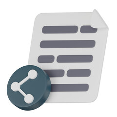 3D Icon of Document Sharing. 3D Render
