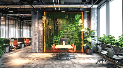 Modern office interior with green office concept.