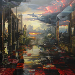 Vibrant Collage artwork Featuring Intense and Bold Colors generative ai 