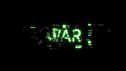 3D rendering war text with screen effects of technological glitches