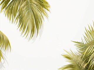 Fototapeta na wymiar Fresh palm palms on a beige background for free.