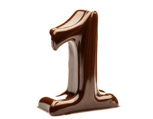 立体的なチョコレートで作られた数字の1