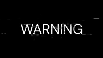 3D rendering warning text with screen effects of technological glitches