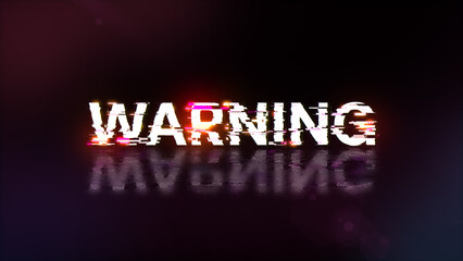 3D rendering warning text with screen effects of technological glitches