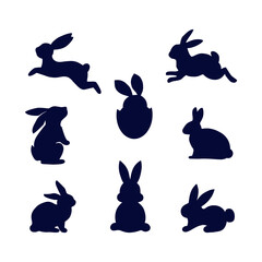 Vector abstract silhouettes of rabbits. Happy Easter. - 759745475
