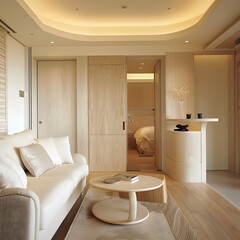 Elegant Creme-Colored Living Room