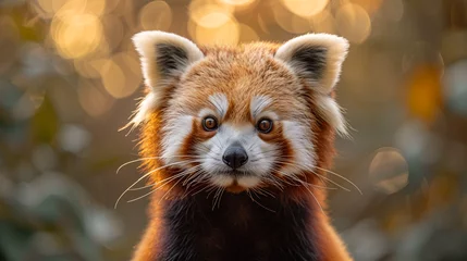Schilderijen op glas wildlife photography, authentic photo of a red panda in natural habitat, taken with telephoto lenses, for relaxing animal wallpaper and more © elementalicious