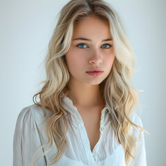 Portrait of a Beautiful Blonde Teenager - Generative AI