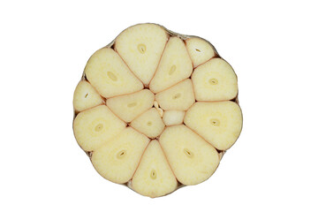 Texture of garlic. half garlic on transparent background