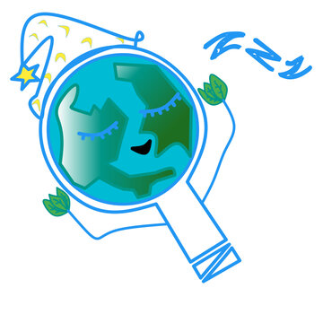 Illustration of a combination of the earth in a light bulb, suitable for images of happy earth day, earth hour, time for the earth to rest and turn off the lights, and many more.
