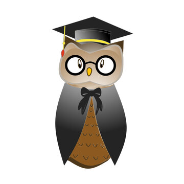 Vector illustration of an owl wearing a toga, suitable for graduation icons, symbols, greeting cards, etc