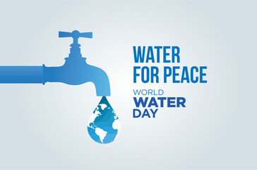 ThalWorld Water Day Concept. Water for peace. Saving water and world environmental protection concept- Environment day and earth day.assaemia Day - obrazy, fototapety, plakaty