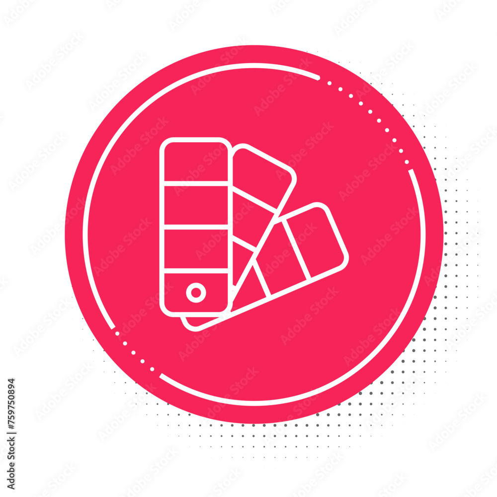 Poster white line color palette guide icon isolated on white background. red circle button. vector