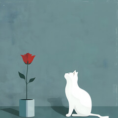 Cat and Flower - Generative AI