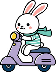 Cute rabbit riding scooter cartoon © Piko